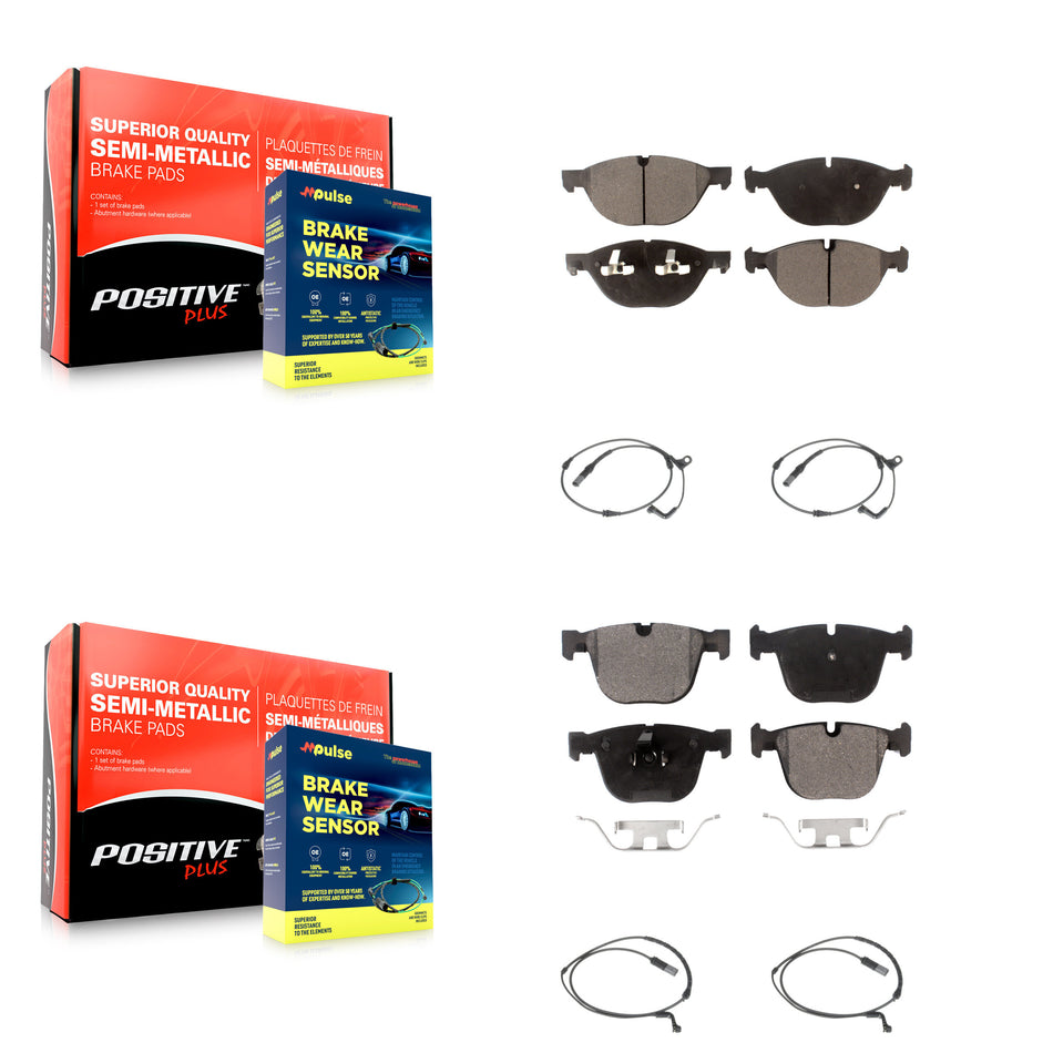 Front Rear Semi-Metallic Disc Brake Pads And Wear Sensors Kit For 2009 BMW X6 xDrive50i KPW-100402