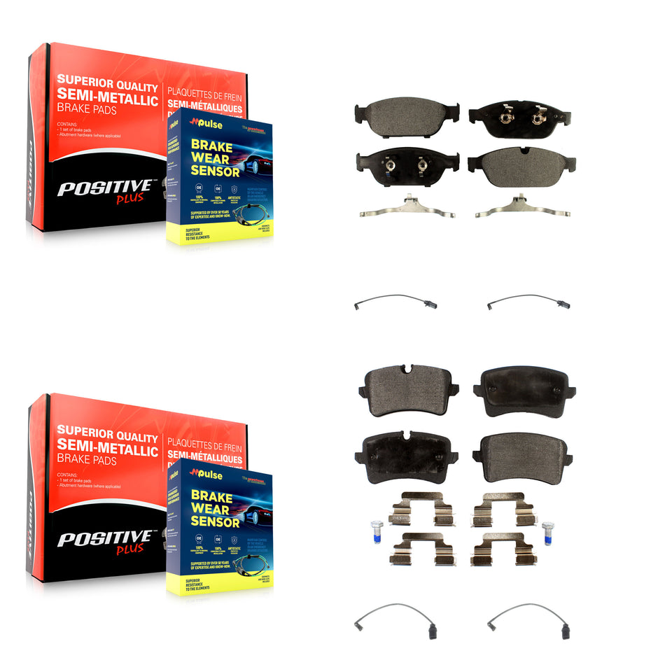 Front Rear Semi-Metallic Disc Brake Pads And Wear Sensors Kit For Audi A6 Quattro KPW-100410
