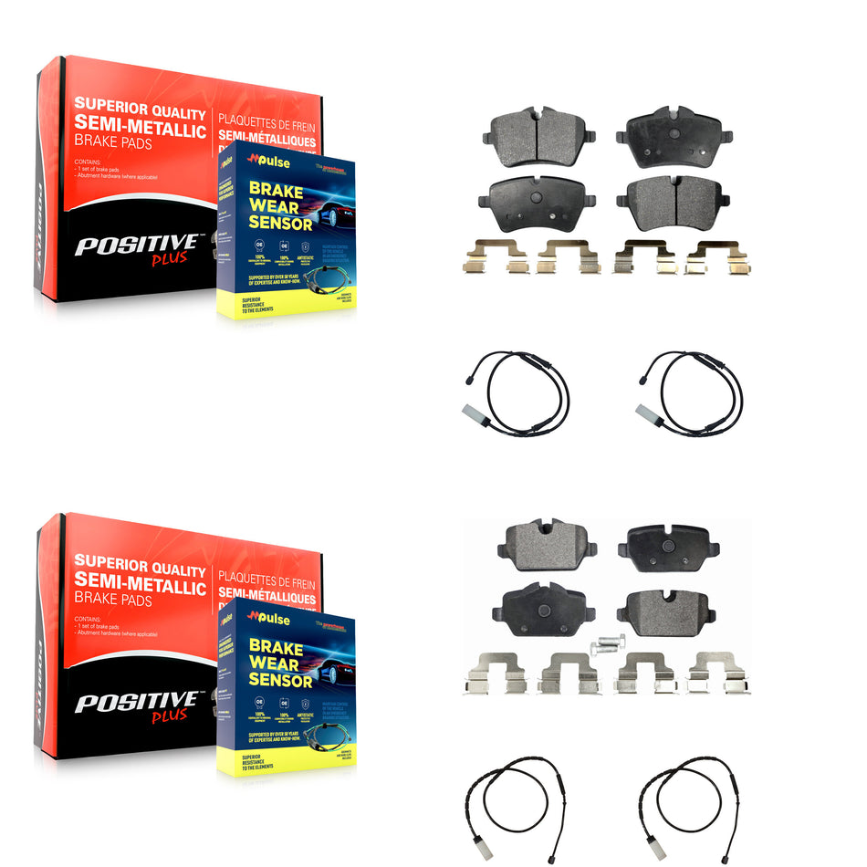 Front Rear Semi-Metallic Brake Pad And Wear Sensor Kit For Mini Cooper Countryman Paceman KPW-100419