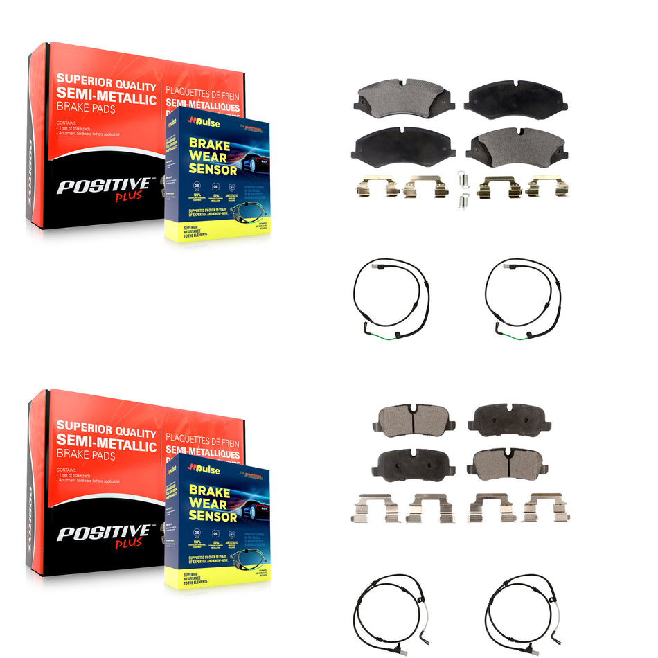 Front Rear Semi-Metallic Disc Brake Pads And Wear Sensors Kit For Land Rover LR4 KPW-100425