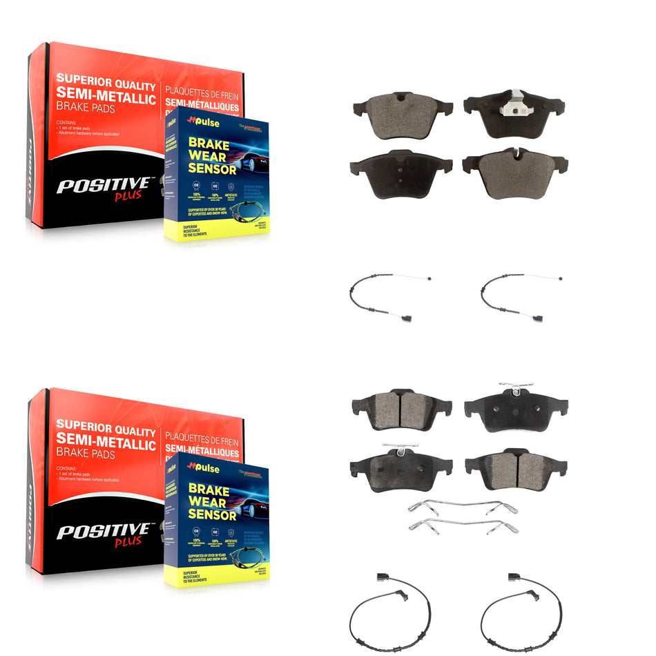 Front Rear Semi-Metallic Disc Brake Pads And Wear Sensors Kit For Jaguar XJ KPW-100428