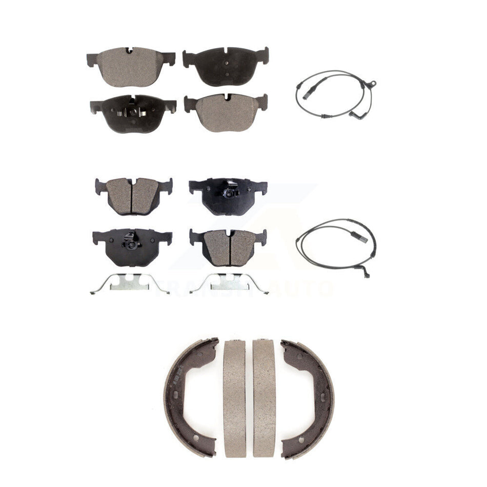 Front Rear Semi-Metallic Disc Brake Pads And Wear Sensors Kit (5Pc) For BMW X5 X6 KPW-100432