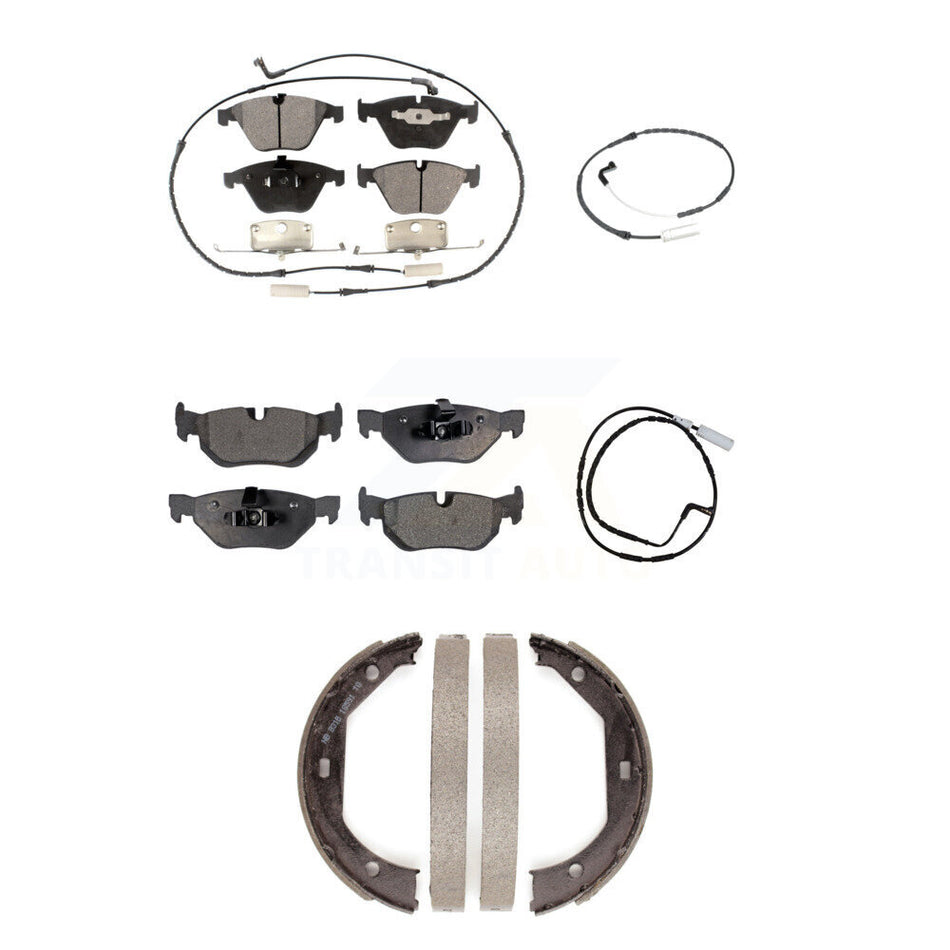 Front Rear Semi-Metallic Disc Brake Pad & Extra Wear Sensor Kit (5Pc) For BMW 328i xDrive KPW-100433