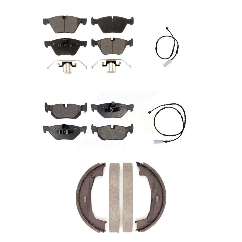 Front Rear Semi-Metallic Disc Brake Pads And Wear Sensor Kit (5Pc) For 2013 BMW 128i 3.0L KPW-100437