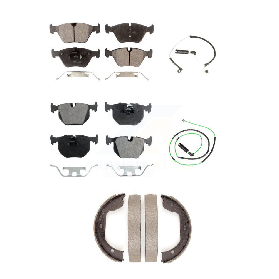 Front Rear Semi-Metallic Disc Brake Pads And Wear Sensors Kit (5Pc) For BMW Z4 KPW-100443