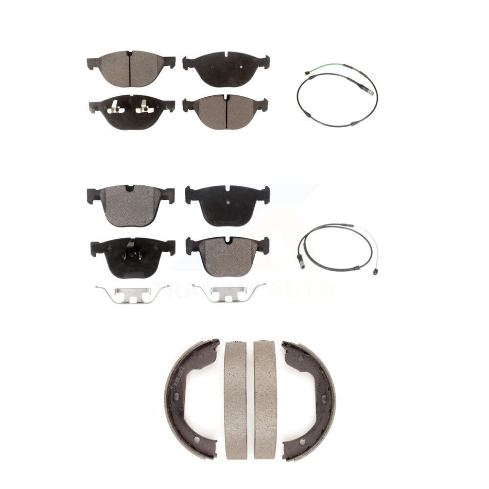 Front Rear Semi-Metallic Disc Brake Pads And Wear Sensors Kit (5Pc) For BMW X5 X6 KPW-100445