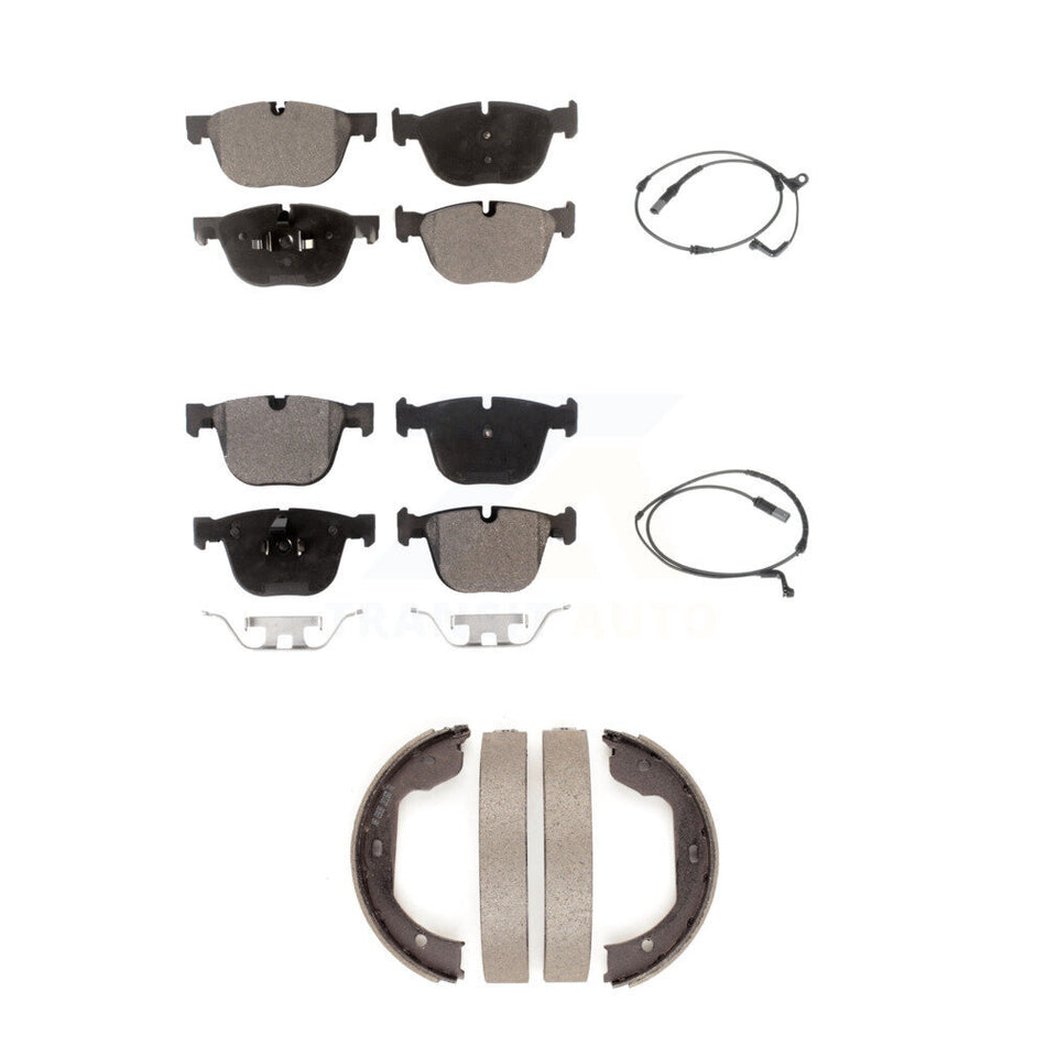 Front Rear Semi-Metallic Disc Brake Pads And Wear Sensors Kit (5Pc) For BMW X5 X6 KPW-100449