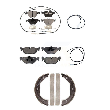 Front Rear Semi-Metallic Disc Brake Pad & Extra Wear Sensor Kit (5Pc) For BMW 328i xDrive KPW-100451
