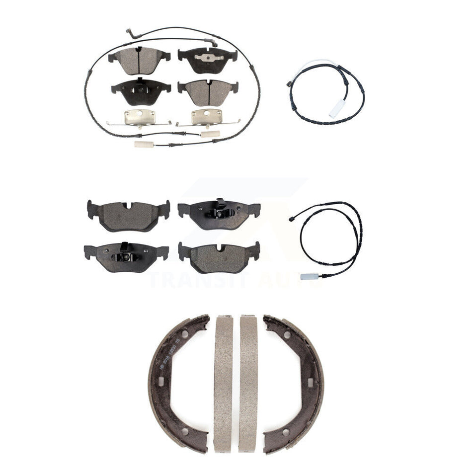 Front Rear Semi-Metallic Disc Brake Pad & Extra Wear Sensor Kit (5Pc) For BMW 328i xDrive KPW-100451