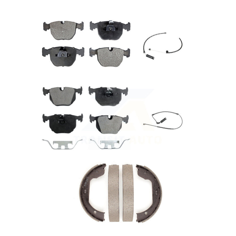 Front Rear Semi-Metallic Disc Brake Pads And Wear Sensors Kit (5Pc) For BMW X5 KPW-100457