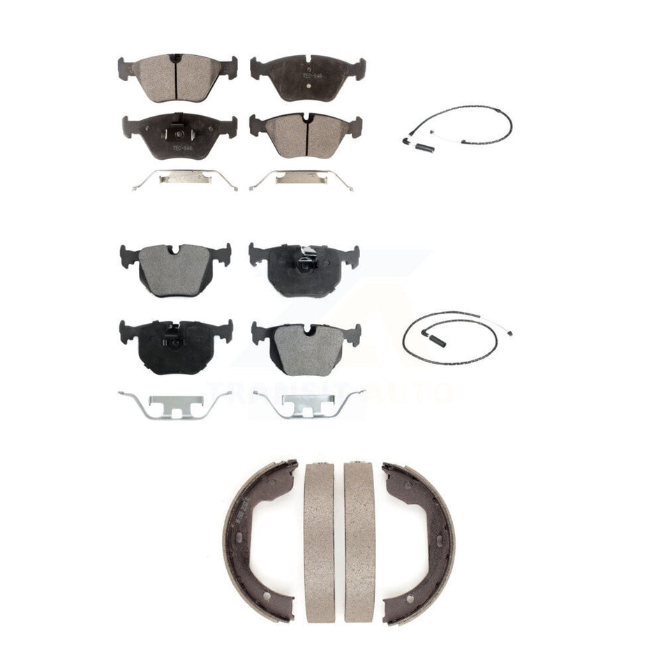 Front Rear Semi-Metallic Disc Brake Pads And Wear Sensors Kit (5Pc) For 2004-2010 BMW X3 KPW-100478