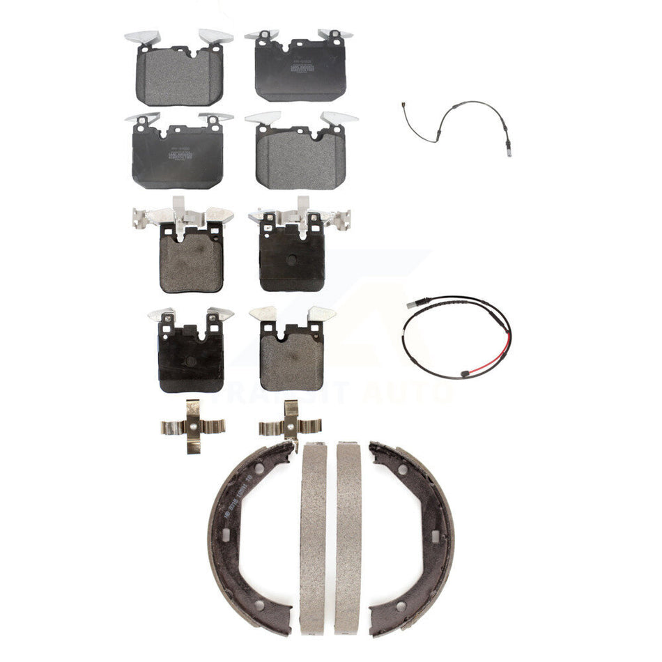 Front Rear Semi-Metallic Disc Brake Pads And Wear Sensors Kit (5Pc) For BMW M3 M2 KPW-100486