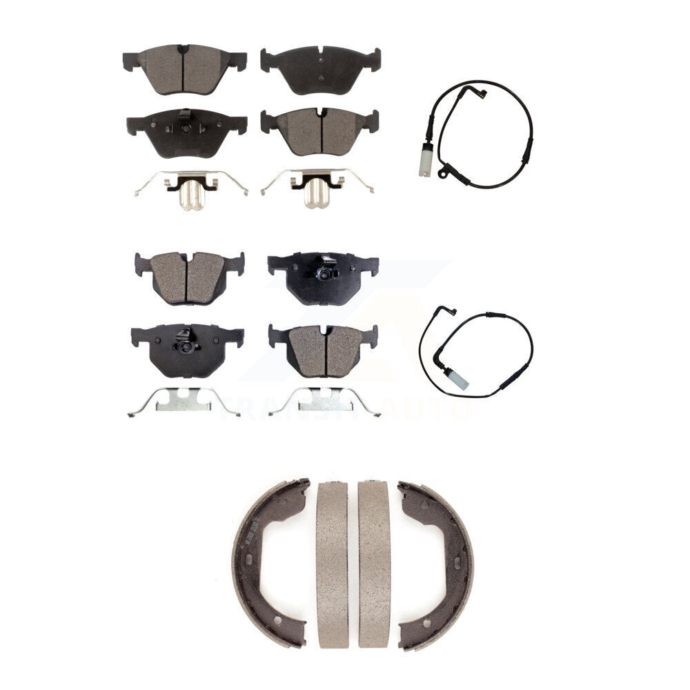 Front Rear Semi-Metallic Disc Brake Pads And Wear Sensors Kit (5Pc) For BMW 525i KPW-100492