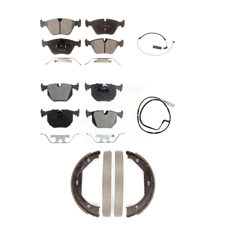 Front Rear Semi-Metallic Disc Brake Pad And Wear Sensor Kit (5Pc) For 2005 BMW 330xi 3.0L KPW-100497