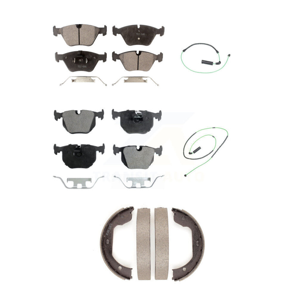 Front Rear Semi-Metallic Disc Brake Pad & Wear Sensor Kit (5Pc) For 2005-2006 BMW M3 3.2L KPW-100498