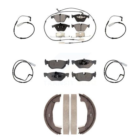 Front Rear Semi-Metallic Disc Brake Pad And Extra Wear Sensor Kit (7Pc) For BMW 323i 328i KPW-100508