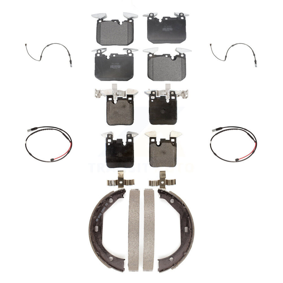 Front Rear Semi-Metallic Disc Brake Pads And Wear Sensors Kit (7Pc) For BMW M3 M2 KPW-100517
