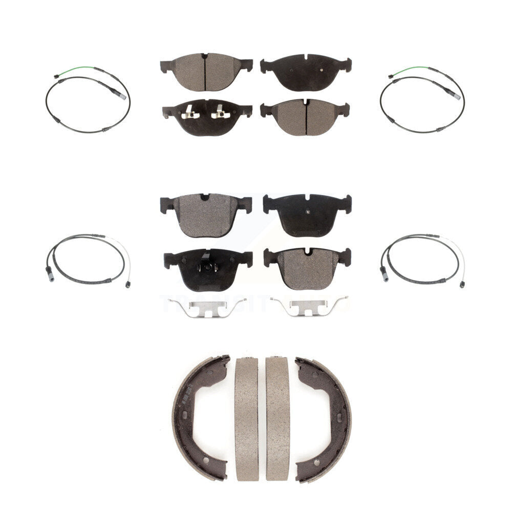 Front Rear Semi-Metallic Disc Brake Pads And Wear Sensors Kit (7Pc) For BMW X5 X6 KPW-100522