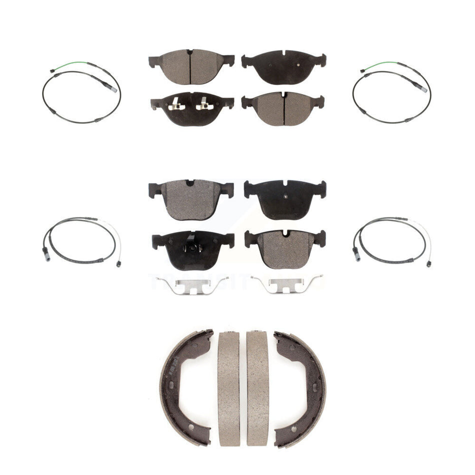 Front Rear Semi-Metallic Disc Brake Pads And Wear Sensors Kit (7Pc) For BMW X5 X6 KPW-100522