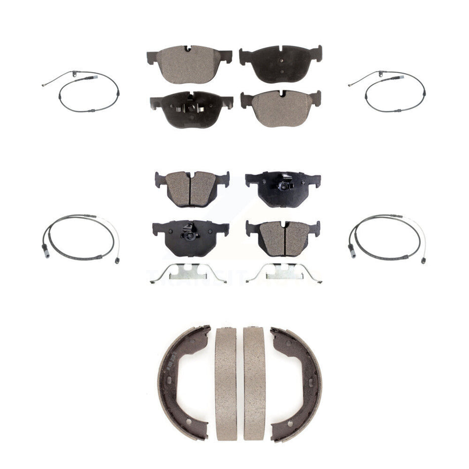 Front Rear Semi-Metallic Disc Brake Pads And Wear Sensors Kit (7Pc) For BMW X5 X6 KPW-100523