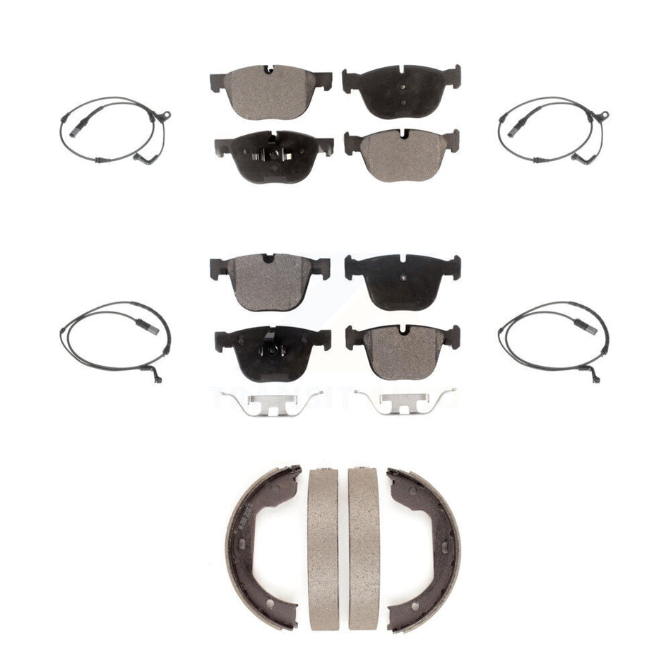 Front Rear Semi-Metallic Disc Brake Pads And Wear Sensors Kit (7Pc) For BMW X5 X6 KPW-100528