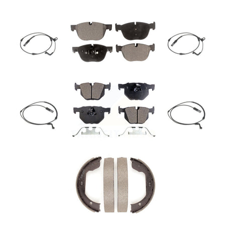 Front Rear Semi-Metallic Disc Brake Pads And Wear Sensors Kit (7Pc) For BMW X5 X6 KPW-100529