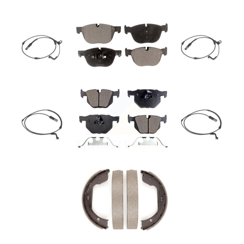 Front Rear Semi-Metallic Disc Brake Pads And Wear Sensors Kit (7Pc) For BMW X5 X6 KPW-100529