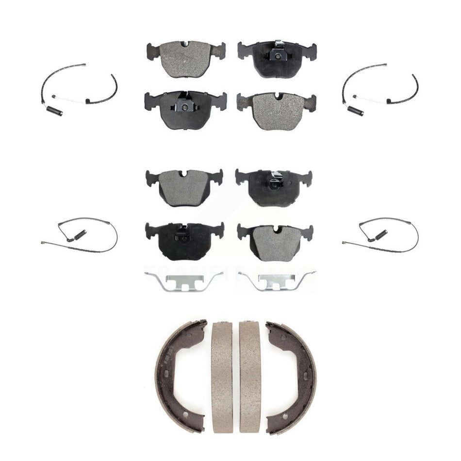 Front Rear Semi-Metallic Disc Brake Pads And Wear Sensors Kit (7Pc) For BMW X5 KPW-100530