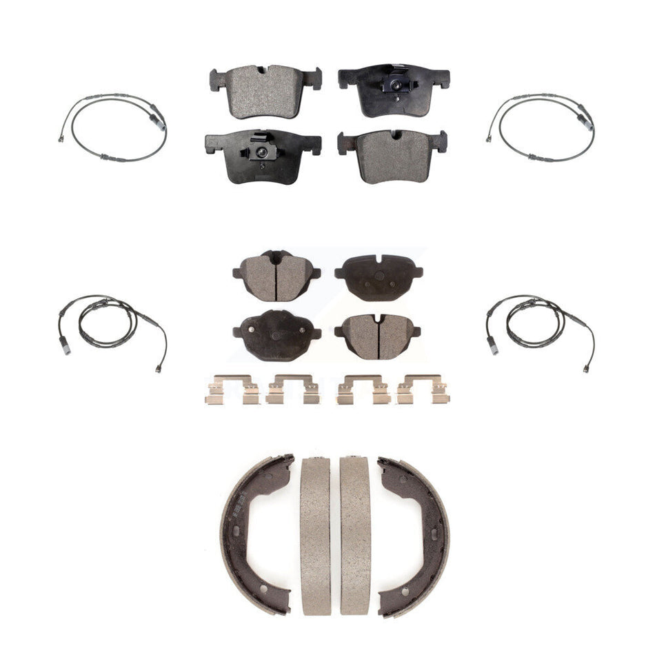 Front Rear Semi-Metallic Disc Brake Pad & Wear Sensor Kit (7Pc) For 2011 BMW X3 xDrive28i KPW-100533