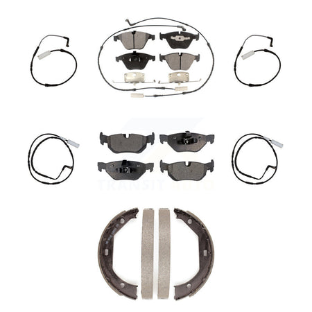 Front Rear Semi-Metallic Disc Brake Pads And Extra Wear Sensors Kit (7Pc) For BMW 328i KPW-100542
