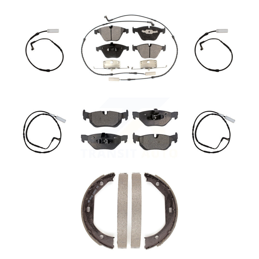 Front Rear Semi-Metallic Disc Brake Pads And Extra Wear Sensors Kit (7Pc) For BMW 328i KPW-100543