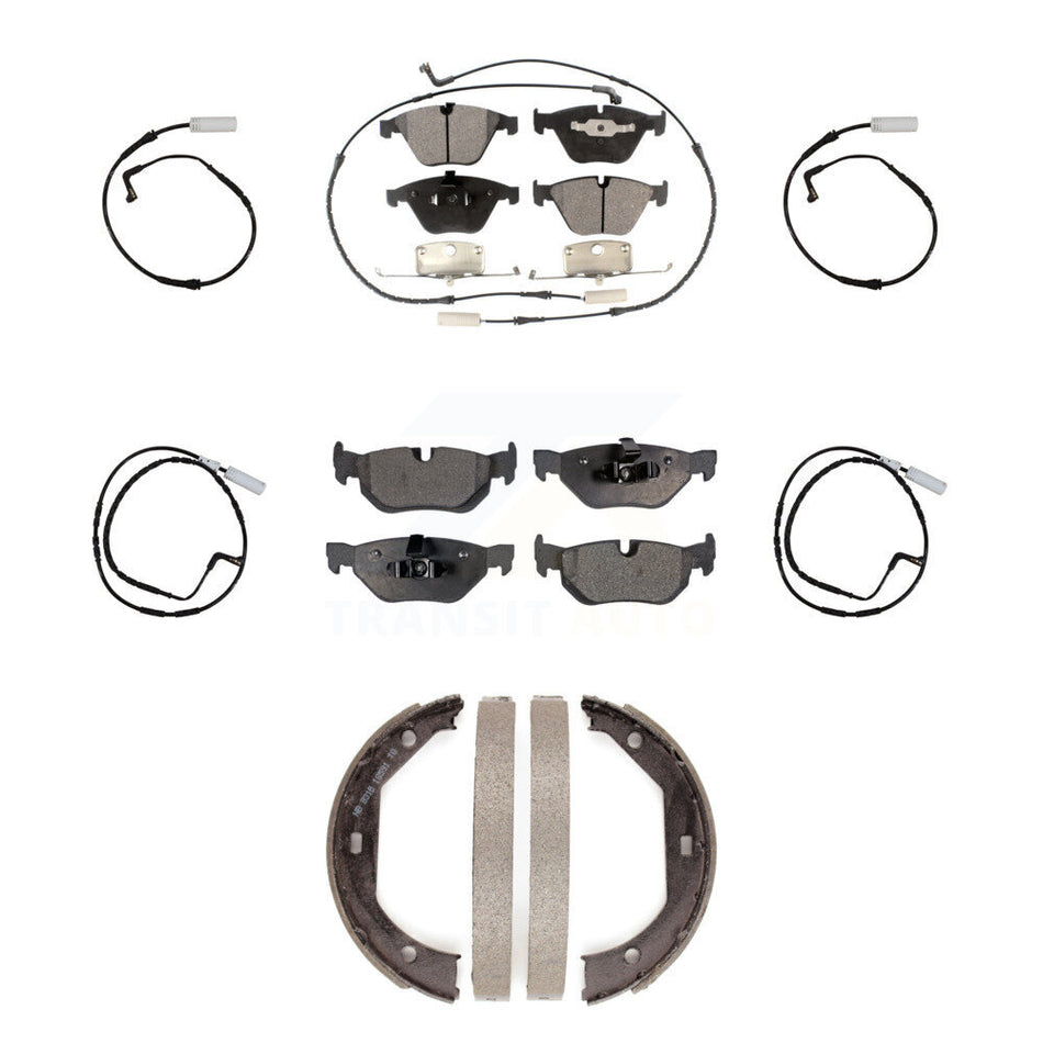 Front Rear Semi-Metallic Disc Brake Pads And Extra Wear Sensors Kit (7Pc) For BMW 328i KPW-100543