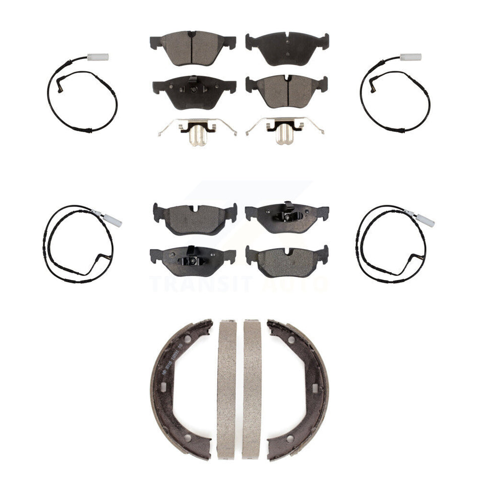 Front Rear Semi-Metallic Brake Pads Wear Sensor Kit (7Pc) For 07 BMW 328i Wagon with 3.0L KPW-100547