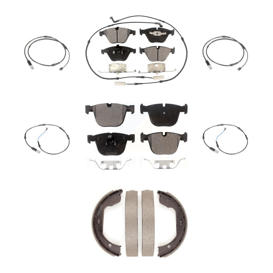 Front Rear Semi-Metallic Disc Brake Pads And Extra Wear Sensors Kit (7Pc) For BMW 535i KPW-100552