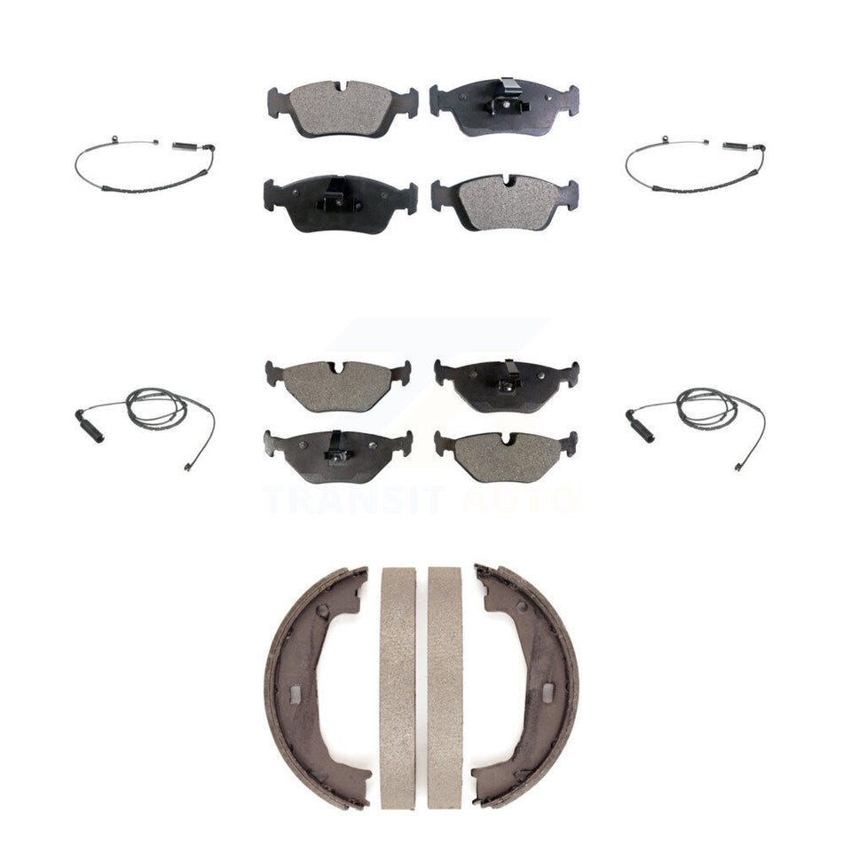Front Rear Semi-Metallic Brake Pads & Wear Sensor Kit (7Pc) For BMW 325i 325Ci 320i 323Ci KPW-100556