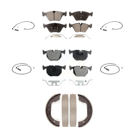 Front Rear Semi-Metallic Disc Brake Pads And Wear Sensors Kit (7Pc) For 2004-2010 BMW X3 KPW-100561