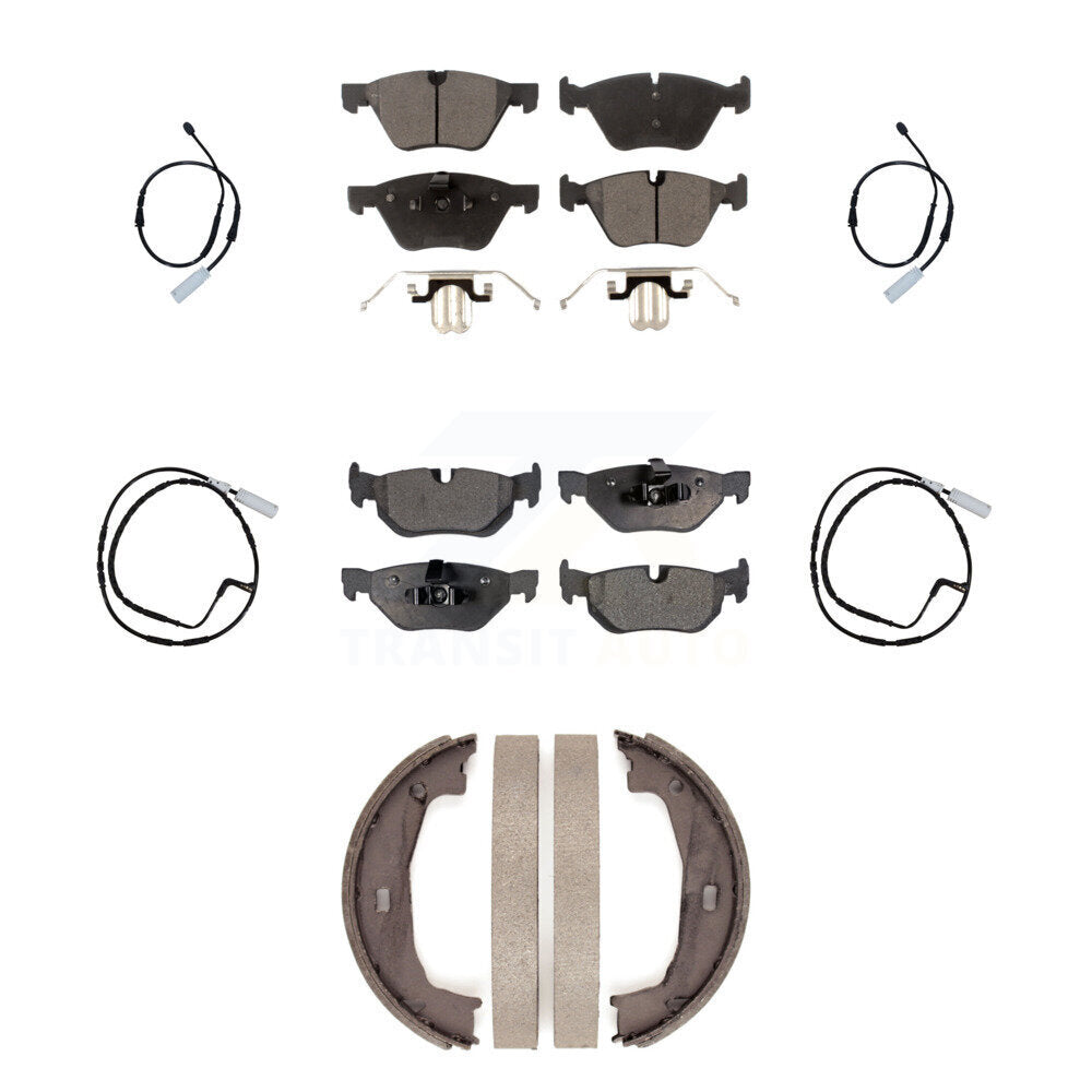 Front Rear Semi-Metallic Disc Brake Pads And Wear Sensors Kit (7Pc) For BMW 128i 3.0L KPW-100564