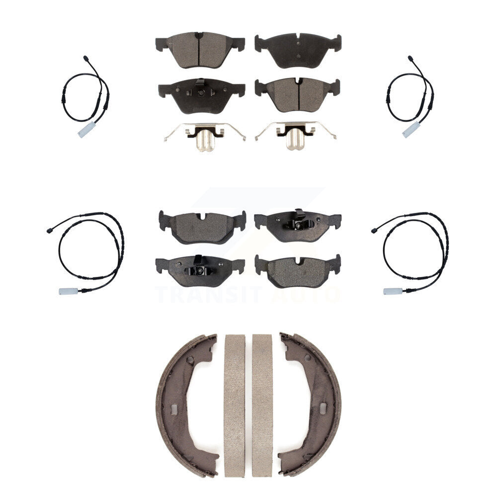 Front Rear Semi-Metallic Disc Brake Pads And Wear Sensor Kit (7Pc) For 2013 BMW 128i 3.0L KPW-100565