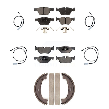 Front Rear Semi-Metallic Disc Brake Pads And Wear Sensor Kit (7Pc) For 2013 BMW 128i 3.0L KPW-100565