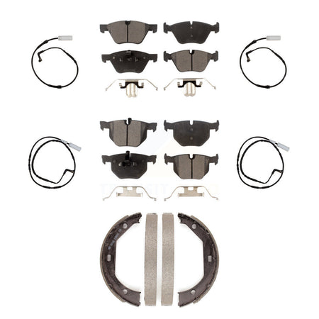 Front Rear Semi-Metallic Disc Brake Pads And Wear Sensors Kit (7Pc) For 2006 BMW 330i KPW-100566