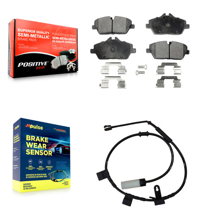 Front Semi-Metallic Disc Brake Pads And Wear Sensors Kit For Mini Cooper KPW-100573