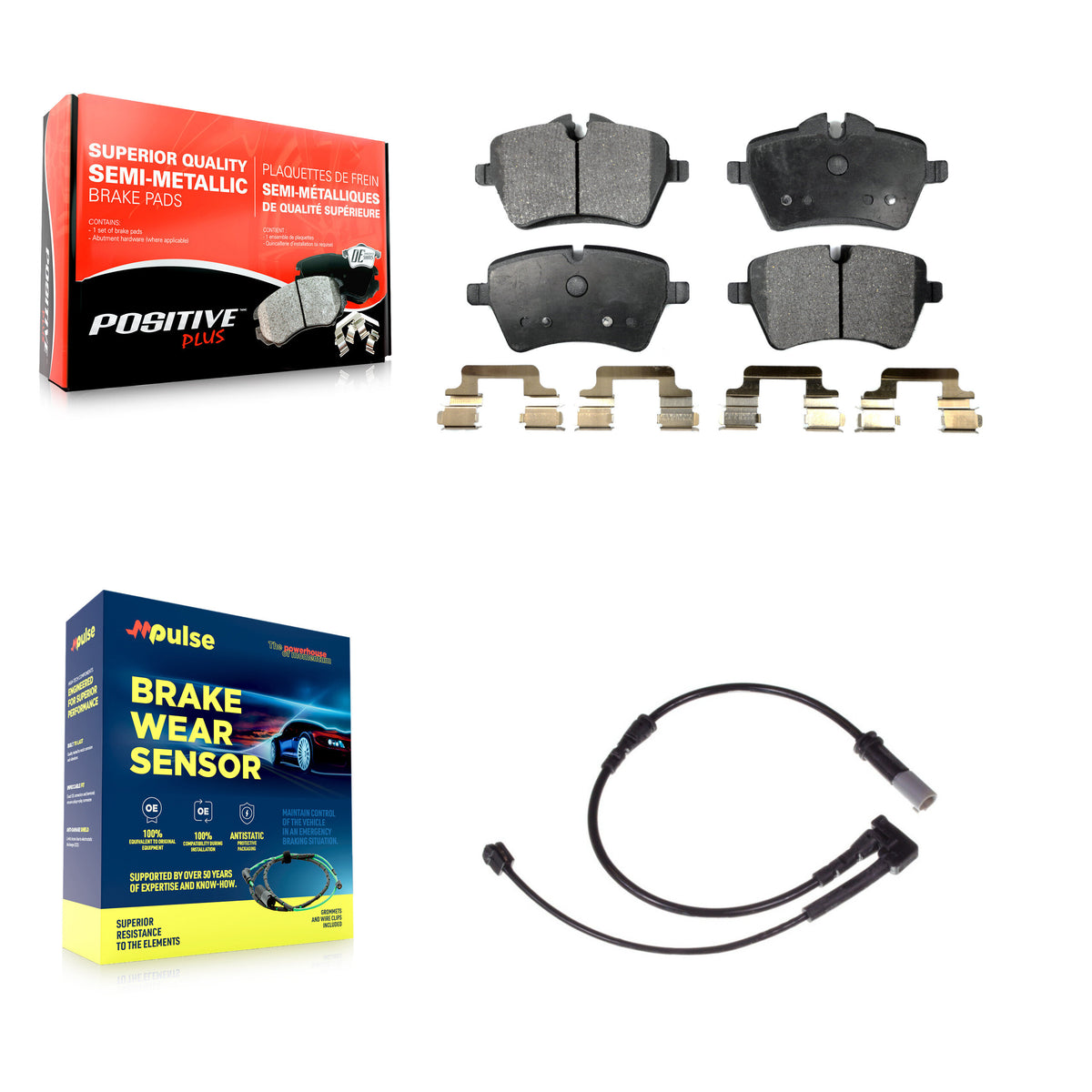 Front Semi-Metallic Disc Brake Pads And Wear Sensors Kit For Mini Cooper KPW-100577