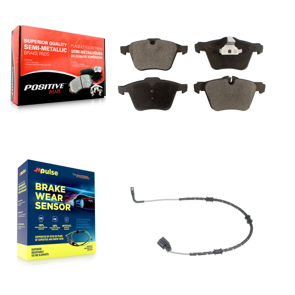 Front Semi-Metallic Disc Brake Pads And Wear Sensors Kit For Jaguar XF XJ KPW-100586
