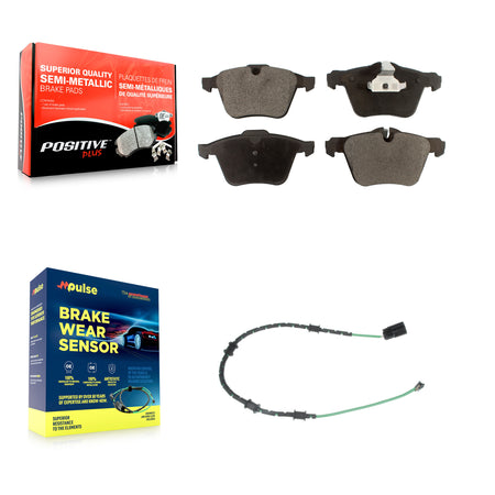 Front Semi-Metallic Brake Pads Wear Sensor Kit For 13-15 Jaguar XF with 356mm Rotor KPW-100587