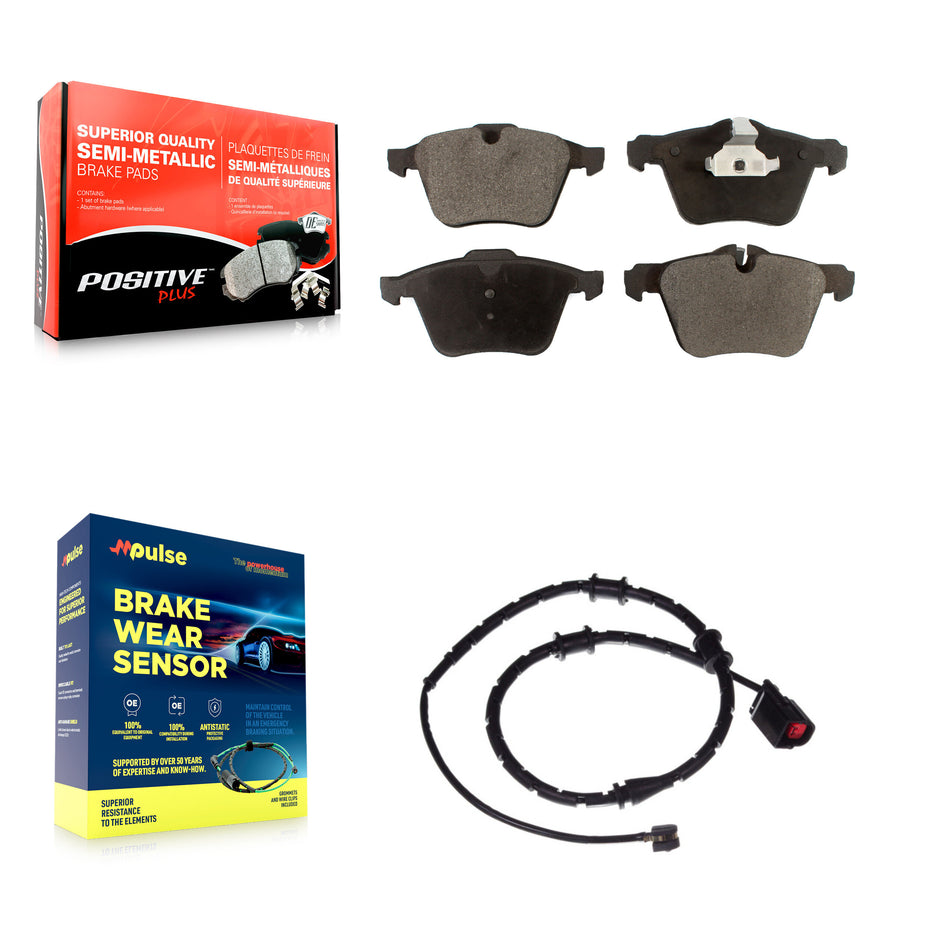 Front Semi-Metallic Disc Brake Pads And Wear Sensors Kit For Jaguar XJ KPW-100590