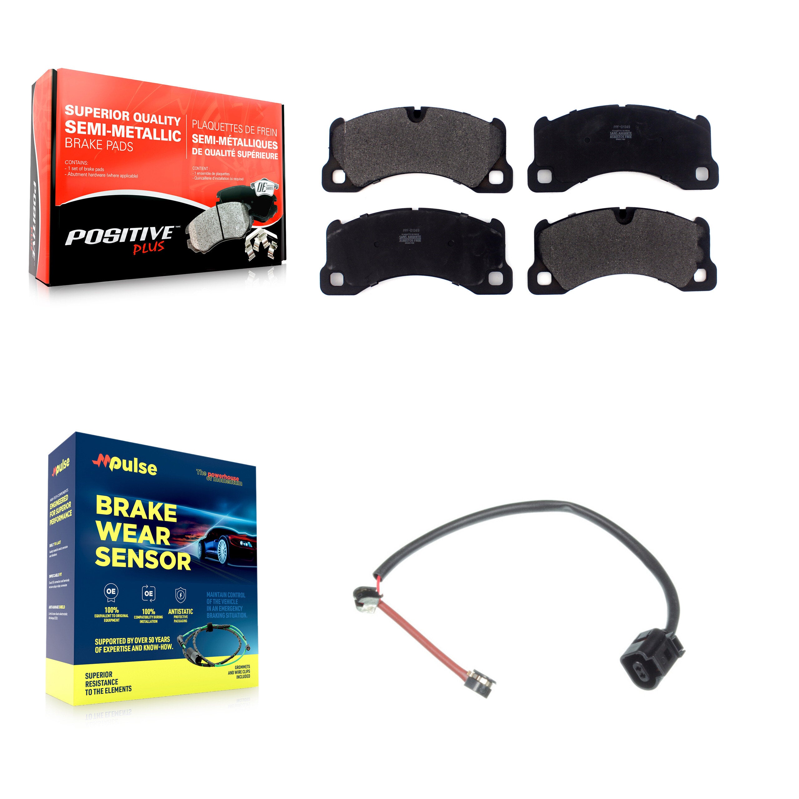Front Semi-Metallic Disc Brake Pads And Wear Sensors Kit For Porsche Cayenne Panamera KPW-100595