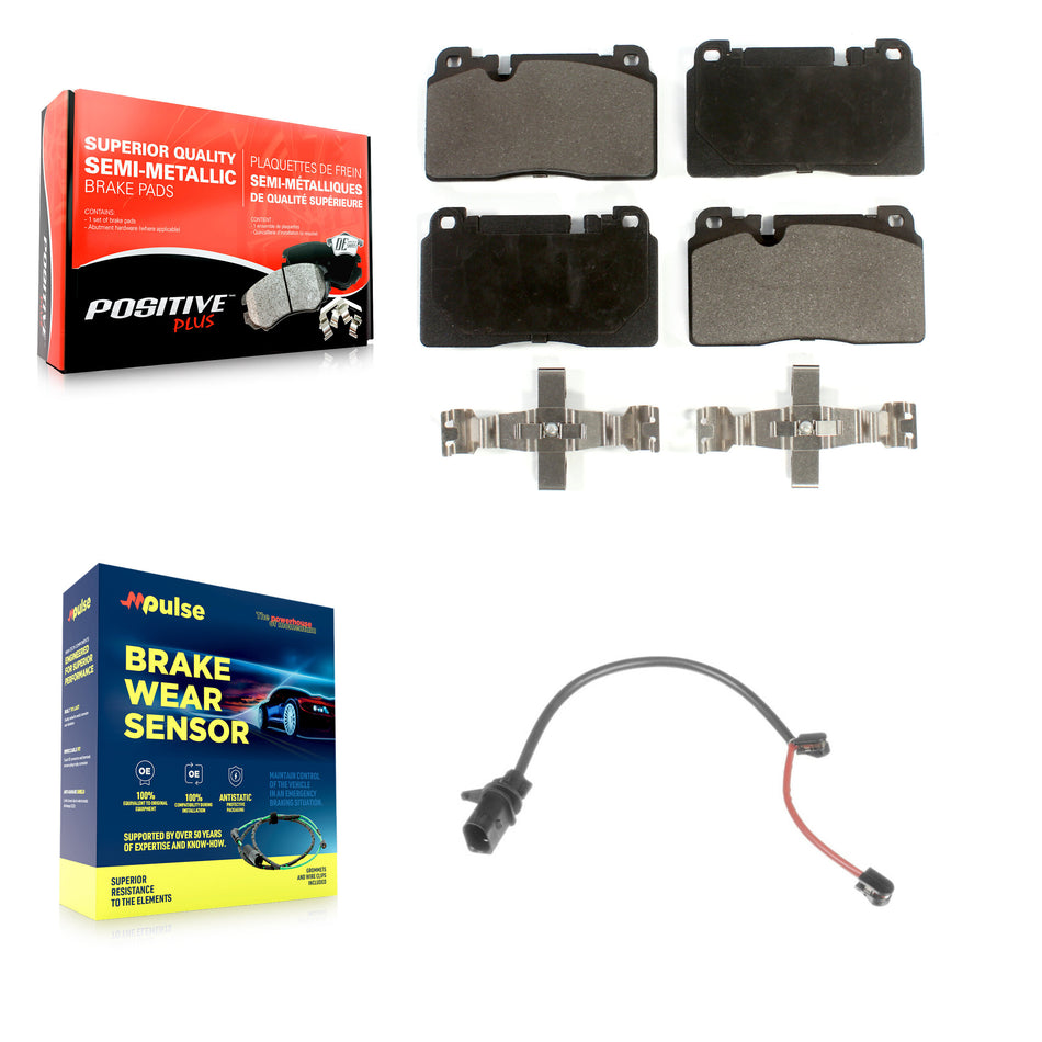 Front Semi-Metallic Disc Brake Pads And Wear Sensors Kit For Audi Q5 KPW-100597
