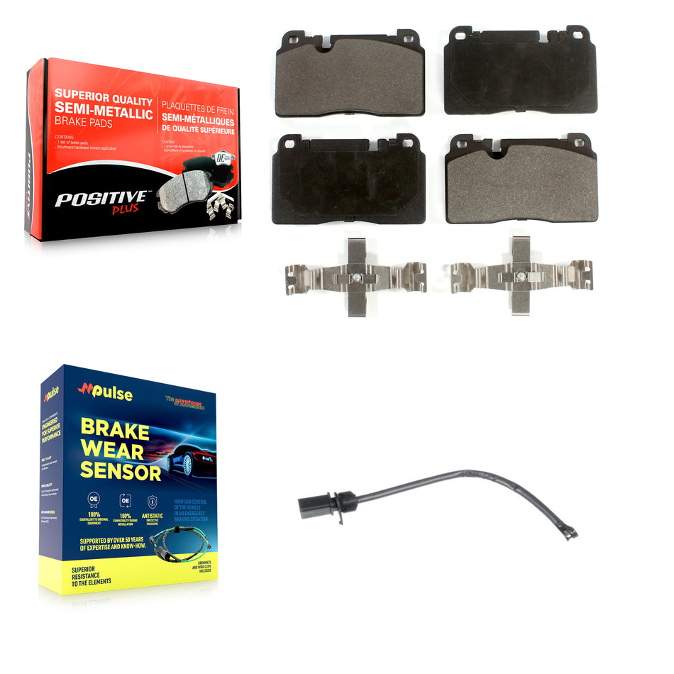 Front Semi-Metallic Disc Brake Pads And Wear Sensors Kit For Audi Q5 KPW-100599