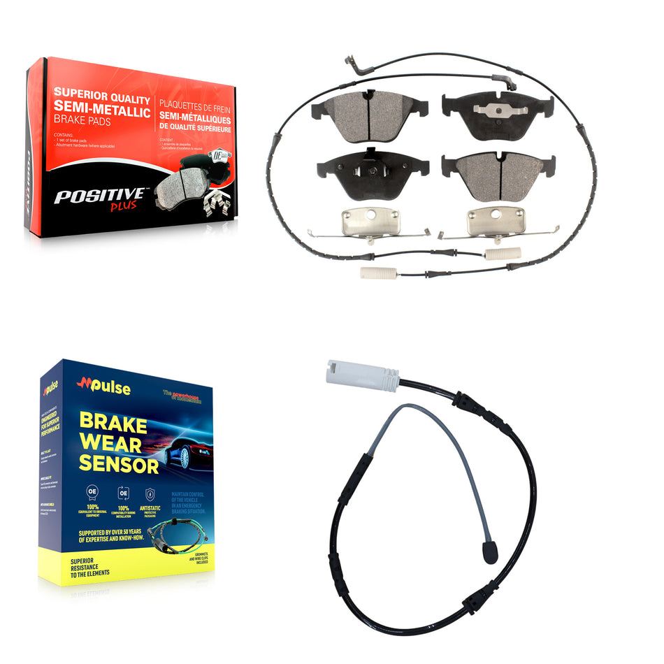 Front Semi-Metallic Disc Brake Pads And Extra Wear Sensors Kit For BMW X1 KPW-100602