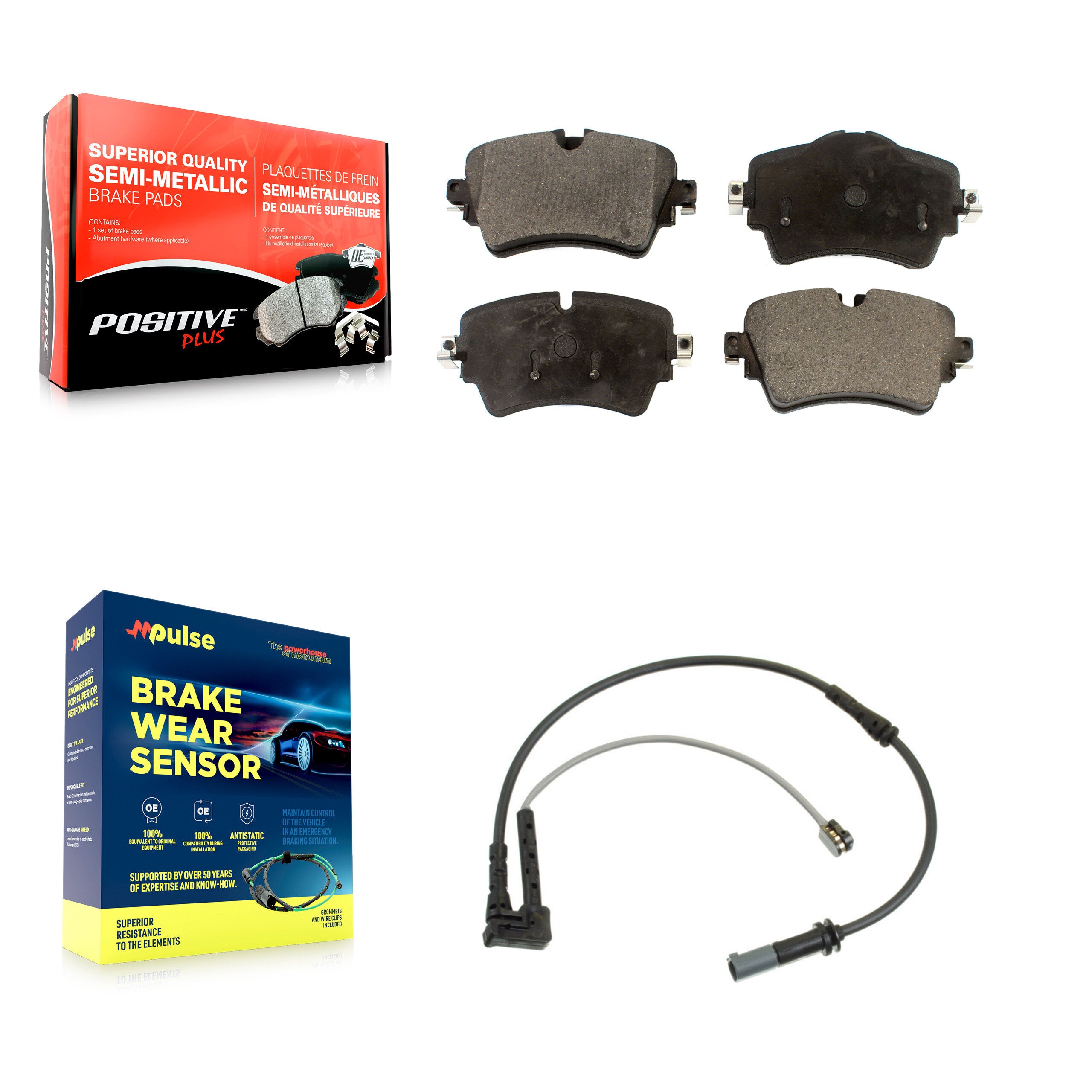 Front Semi-Metallic Disc Brake Pads And Wear Sensors Kit For Mini Cooper Clubman KPW-100606
